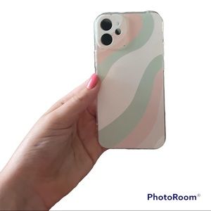 white, pink & green iphone 12 mini case